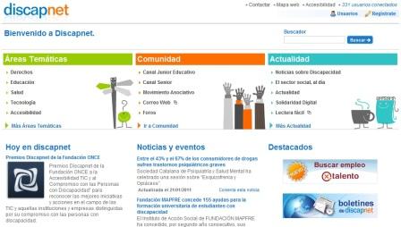 Portal Discapnet al servicio de las personas con discapacidad.