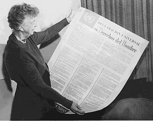 Eleanor Roosevelt y la Declaración Universal de los Derechos Humanos (Derechos del Hombre) en español.